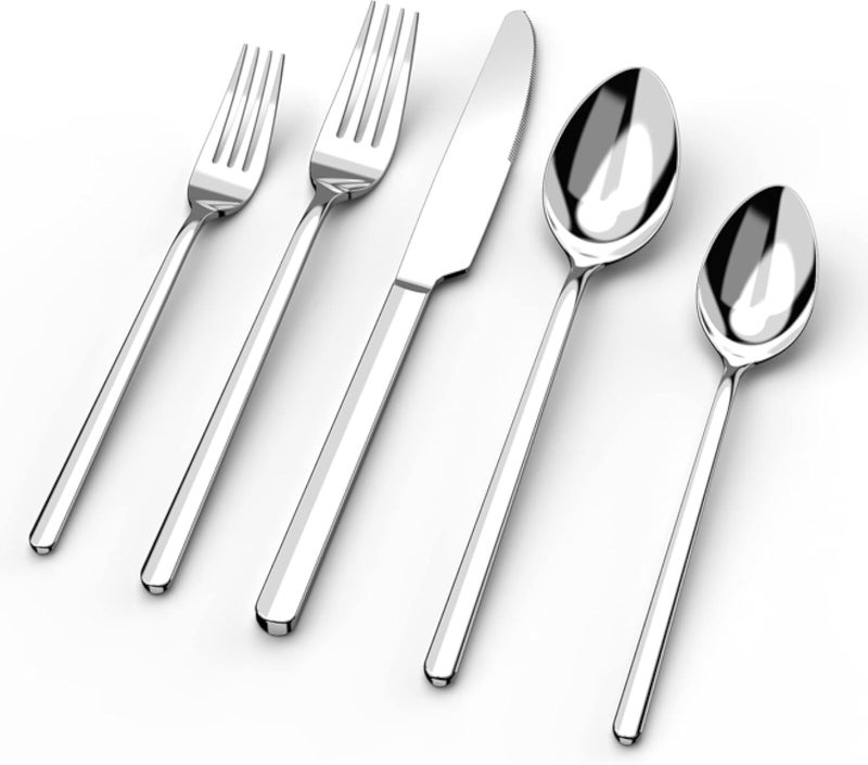 KINGSTONE - 30 Piece Cutlery Set, Cutlery Set for 6, Stainless Steel Cutlery Utensils 18/10 Min